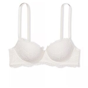 Victoria Secret Coconut White Dream Angels Lightly Lined Lace Demi Bra - 34DDD